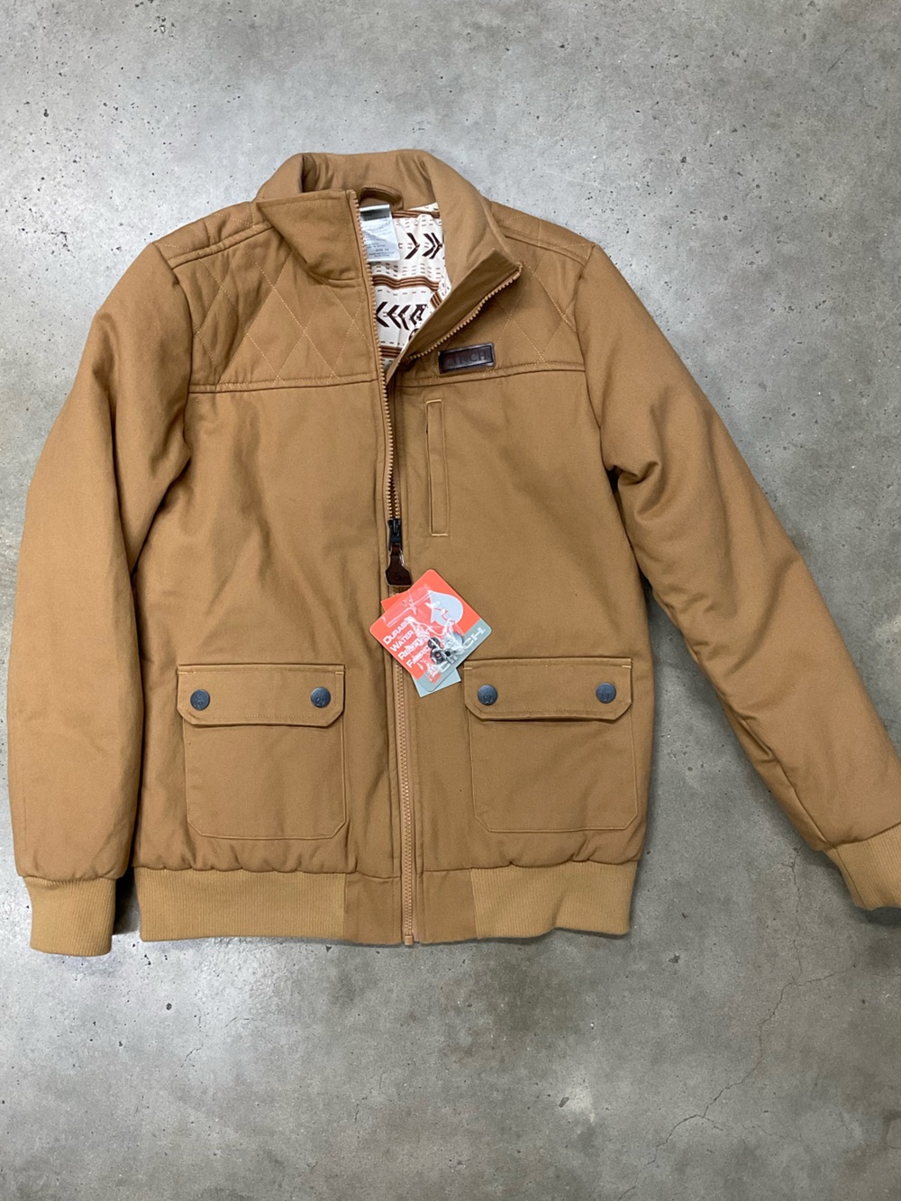Cinch Caramel Brown Bomber Jacket with Quilted Yoke